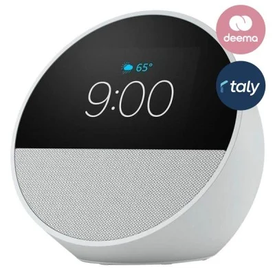 Amazon Echo Spot Smart Alarm Clock With Vibrant Sound + Alexa - Glacier White